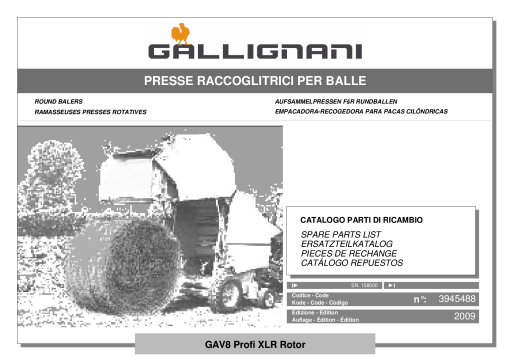 Gallignani GAV8_Profi_XLR_Rotor Baler Parts manual catalog PDF Download