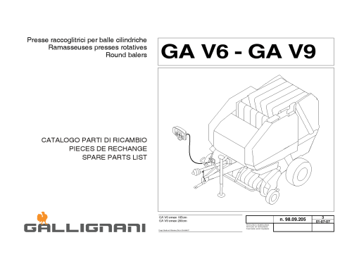 Gallignani GA_V6_V9 Baler Parts manual catalog PDF Download