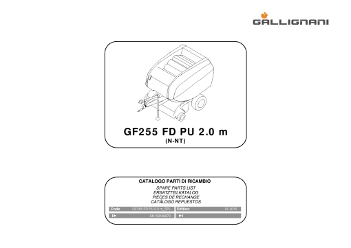 Gallignani GF255_FD Baler Parts manual catalog PDF Download