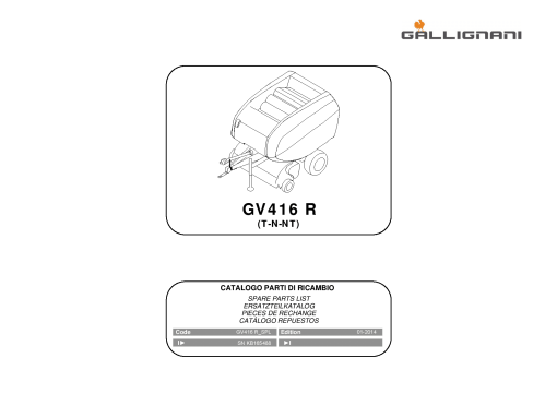 Gallignani GV416_R Baler Parts manual catalog PDF Download
