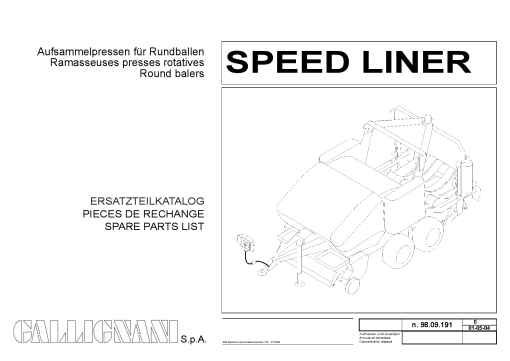 Gallignani Speedliner Baler Parts manual catalog PDF Download