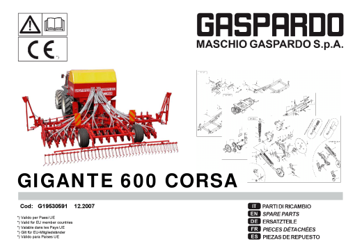 Gaspardo Gigante_600_Corsa Seed_drill Parts manual catalog PDF Download