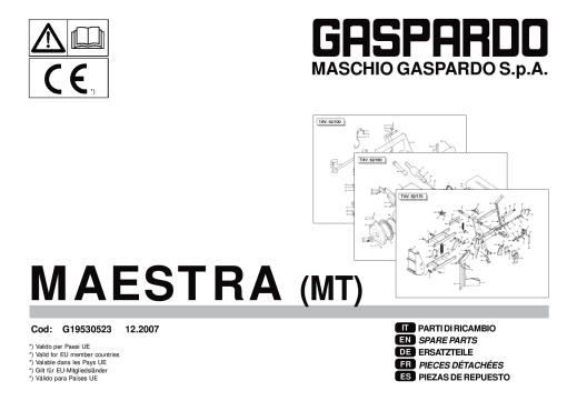 Gaspardo Maestra Seed_drill Parts manual catalog PDF Download