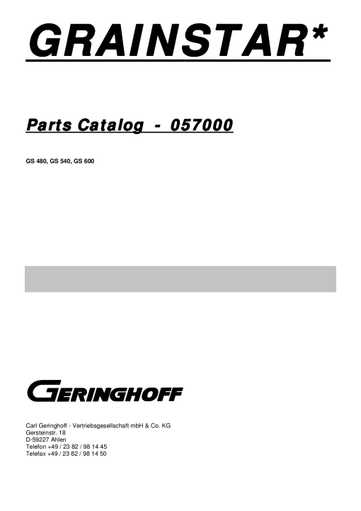 Geringhoff Grainstar_2005 Parts manual catalog PDF Download