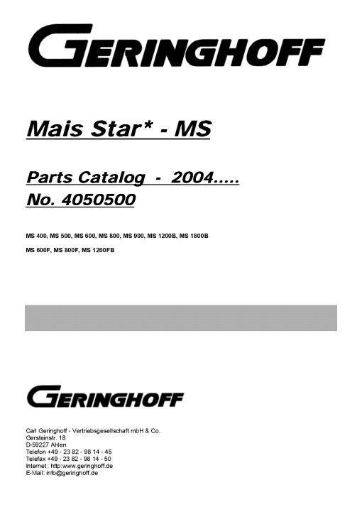 Geringhoff Mais_Star-MS_2004 Parts manual catalog PDF Download