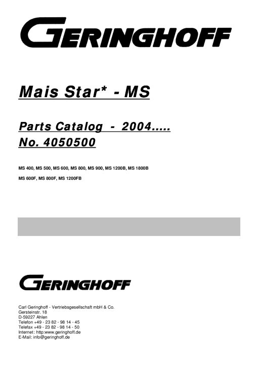 Geringhoff Mais_Star_2004 Parts manual catalog PDF Download
