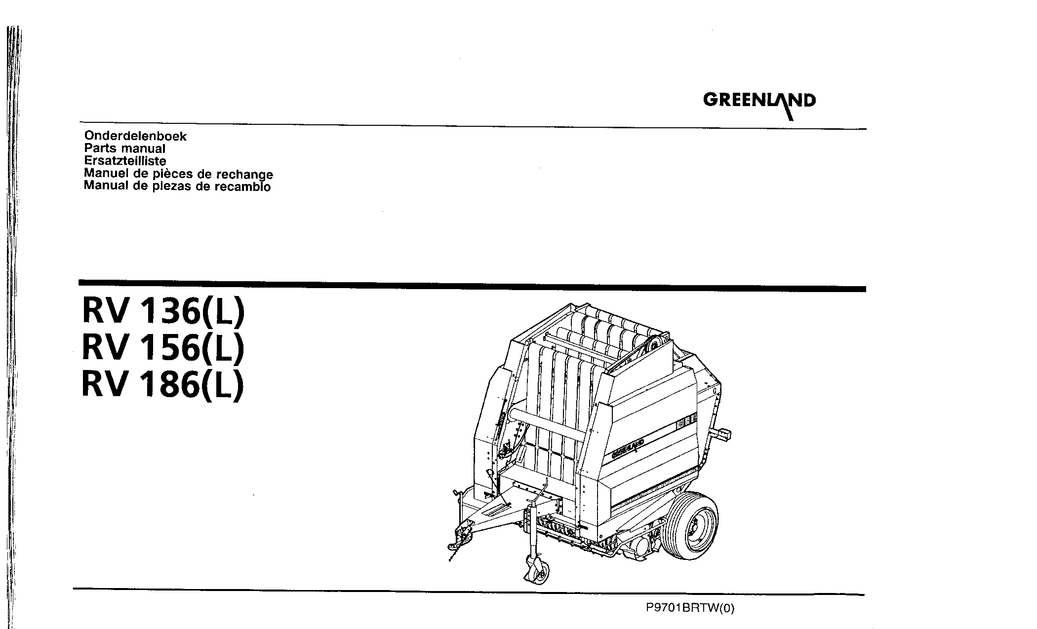 Greenland RV136_RV156_RV186 Baler Parts manual catalog PDF Download