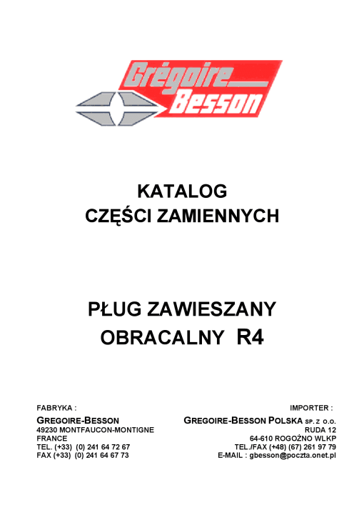 Gregoire & Besson R4 Parts manual catalog PDF Download