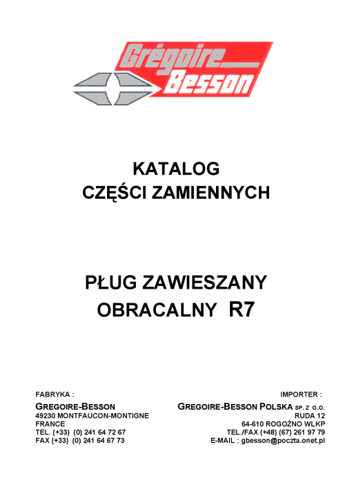 Gregoire & Besson R7 Parts manual catalog PDF Download