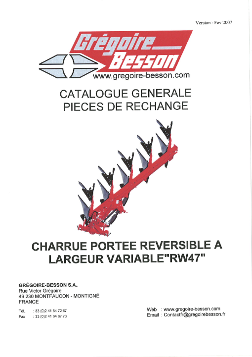 Gregoire & Besson RW47 Parts manual catalog PDF Download