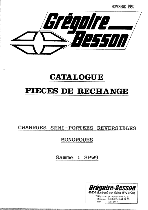 Gregoire & Besson SPW9 Parts manual catalog PDF Download