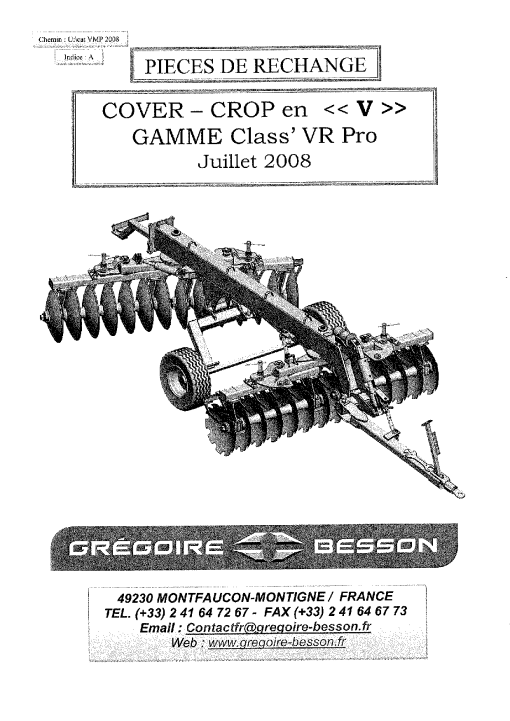 Gregoire & Besson VRPRO Parts manual catalog PDF Download