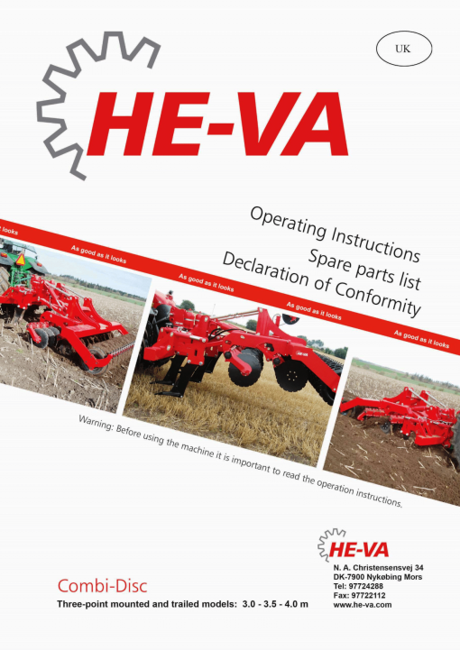 HE-VA Combi-Disc_3.0_3.5_4.0 Disc Parts manual catalog PDF Download