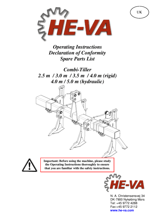 HE-VA Combi-Tiller_2.5_3.0_3.5_4.0_4.5 Combinator Parts manual catalog PDF Download