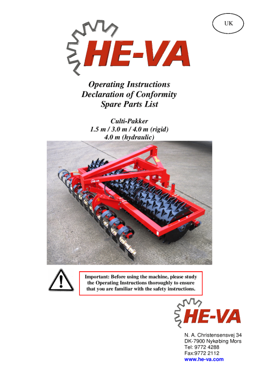 HE-VA Culti-Pakker_1.5_3.0_4.0 Parts manual catalog PDF Download