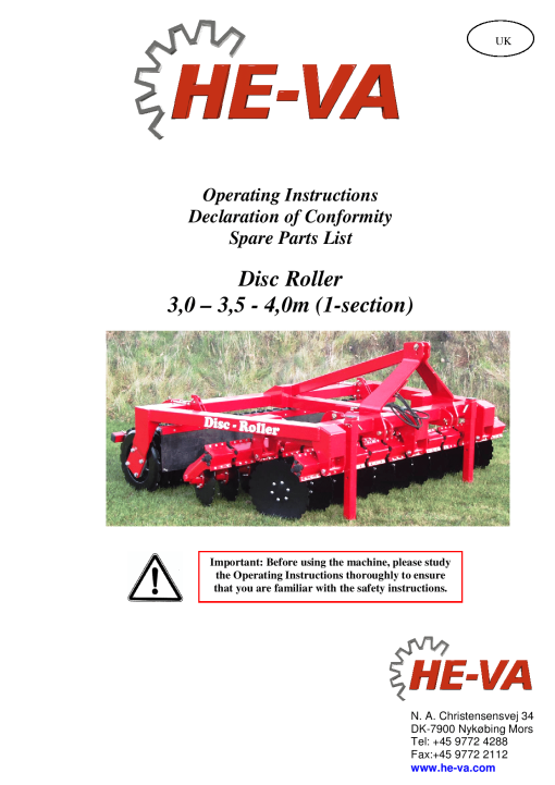 HE-VA Disc-Roller_3.0_3.5_4.0 Parts manual catalog PDF Download