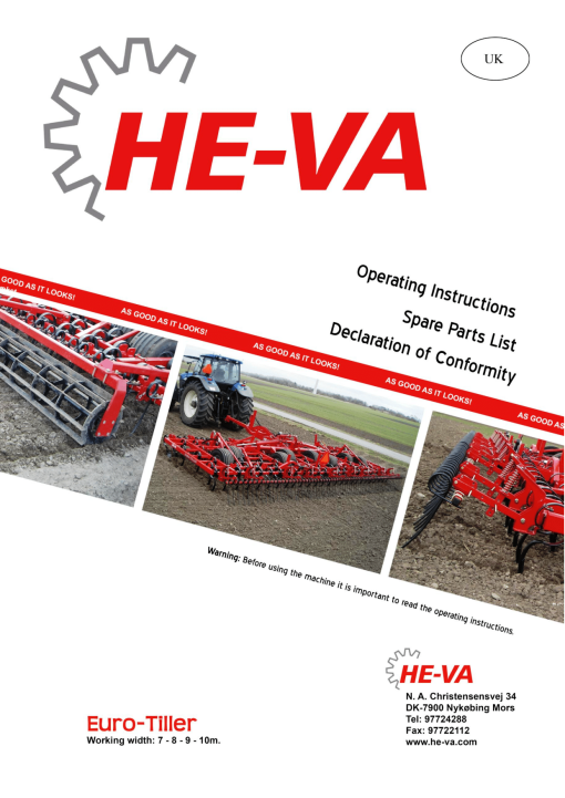HE-VA Euro-Tiller Combinator Parts manual catalog PDF Download