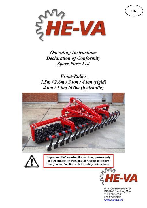 HE-VA Front-Roller_1.5_2.6_3.0_4.0_5.0_6.0 Parts manual catalog PDF Download