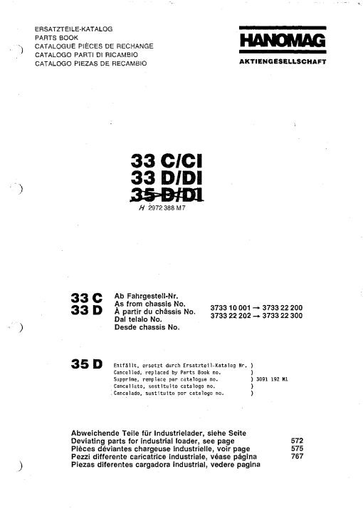 Hanomag_Terex 33C_33D Parts manual catalog PDF Download