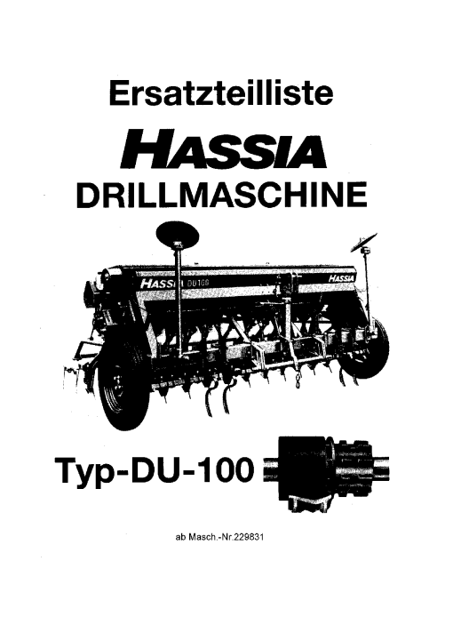 Hassia DU100-229831 Parts manual catalog PDF Download