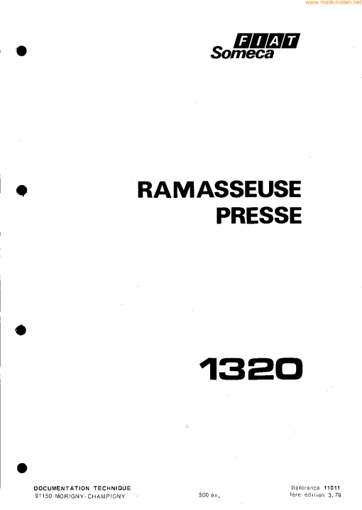 Hesston 1320 Baler Parts manual catalog PDF Download