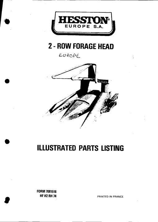 Hesston 2_Row_Forage_Head Forage_harvester Parts manual catalog PDF Download