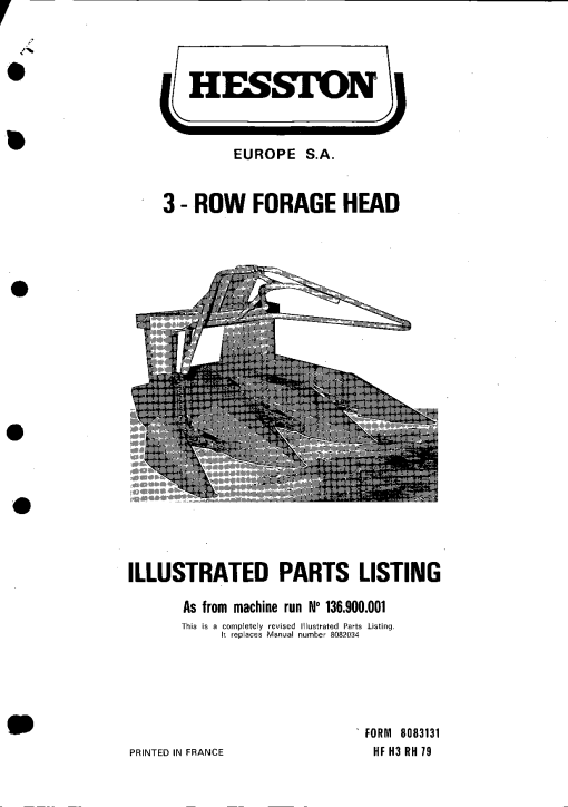 Hesston 3_Row_Forage_Head Forage_harvester Parts manual catalog PDF Download
