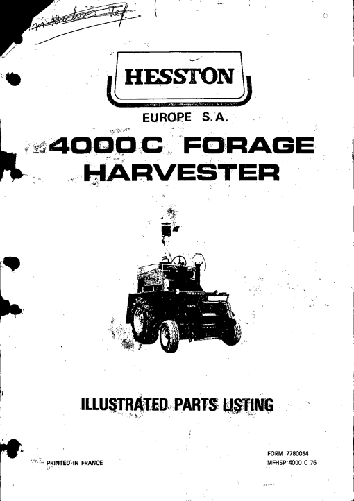 Hesston 4000 Forage_harvester Parts manual catalog PDF Download