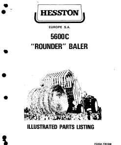 Hesston 5600 Baler Parts manual catalog PDF Download