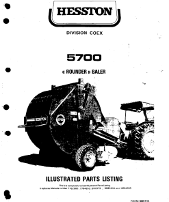 Hesston 5700 Baler Parts manual catalog PDF Download