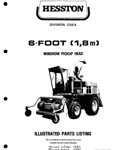 Hesston 6_Foot_Pick-up_Head Forage_harvester Parts manual catalog PDF Download