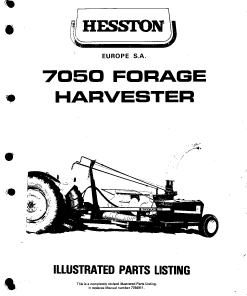 Hesston 7050 Forage_harvester Parts manual catalog PDF Download