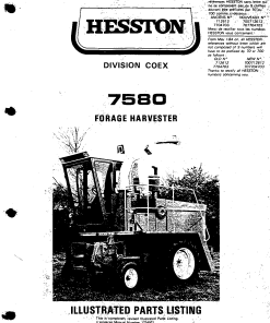 Hesston 7580 Forage_harvester Parts manual catalog PDF Download