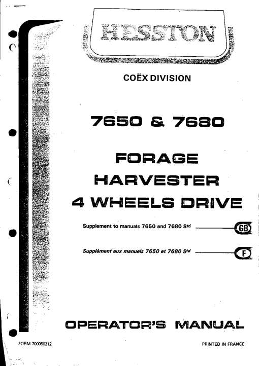 Hesston 7650_7680 Forage_harvester Parts manual catalog PDF Download