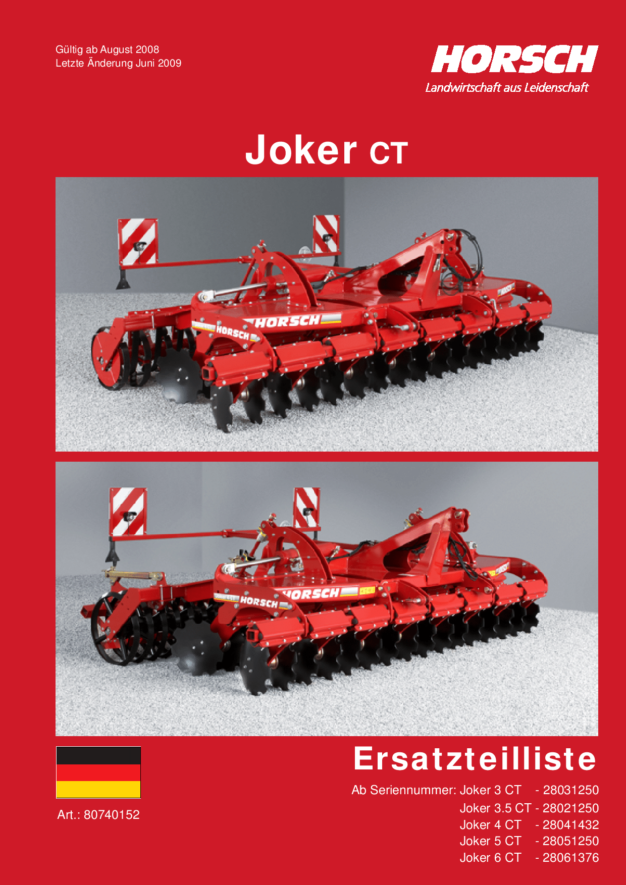 Horsch Joker_CT_3 Disc_harrow Parts manual catalog PDF Download