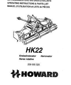 Howard HK22 Parts manual catalog PDF Download