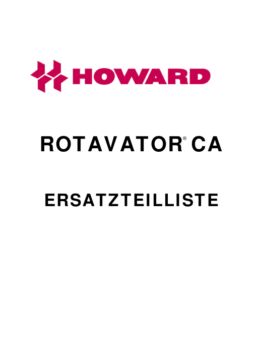 Howard Rotavator_CA Parts manual catalog PDF Download
