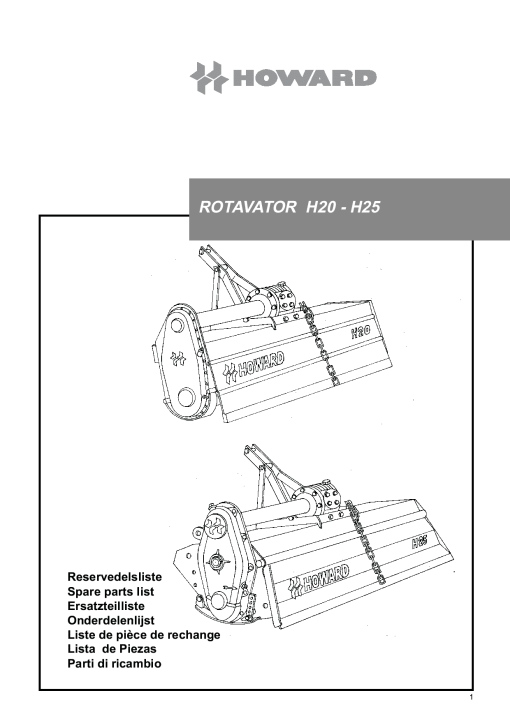 Howard Rotavator_H20_H25 Parts manual catalog PDF Download