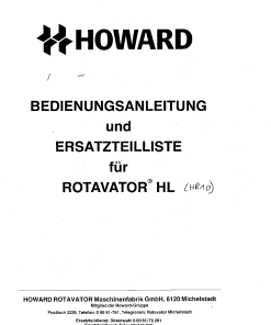 Howard Rotavator_HL Parts manual catalog PDF Download
