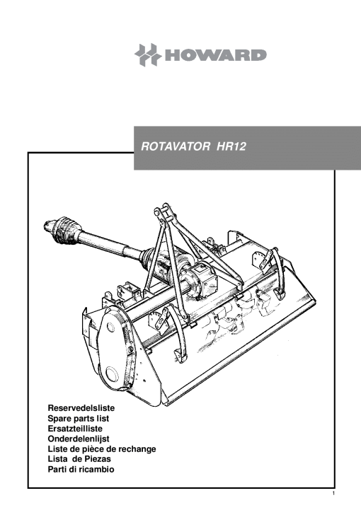 Howard Rotavator_HR12 Parts manual catalog PDF Download