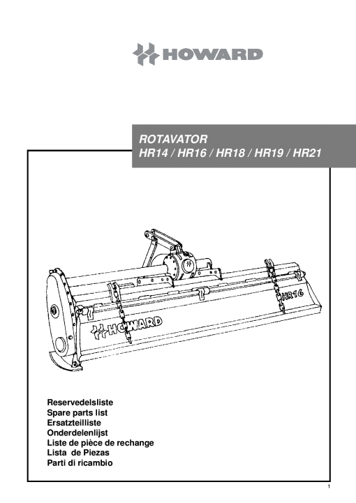 Howard Rotavator_HR14_16_19_21 Parts manual catalog PDF Download