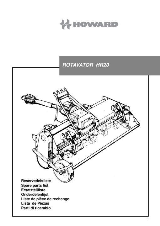 Howard Rotavator_HR20 Parts manual catalog PDF Download