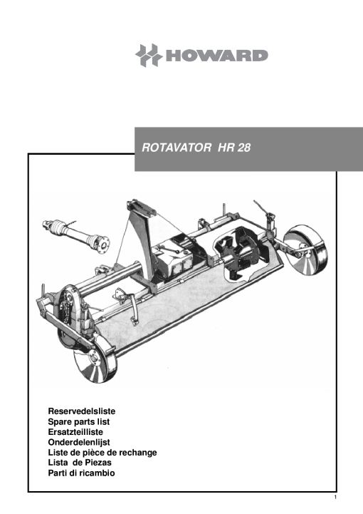 Howard Rotavator_HR28 Parts manual catalog PDF Download