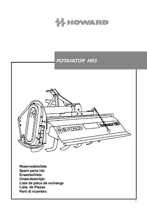 Howard Rotavator_HR3 Parts manual catalog PDF Download