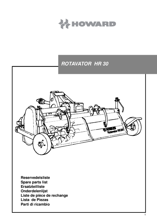Howard Rotavator_HR30 Parts manual catalog PDF Download