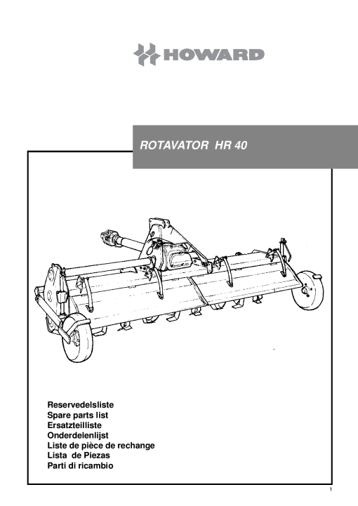 Howard Rotavator_HR40 Parts manual catalog PDF Download