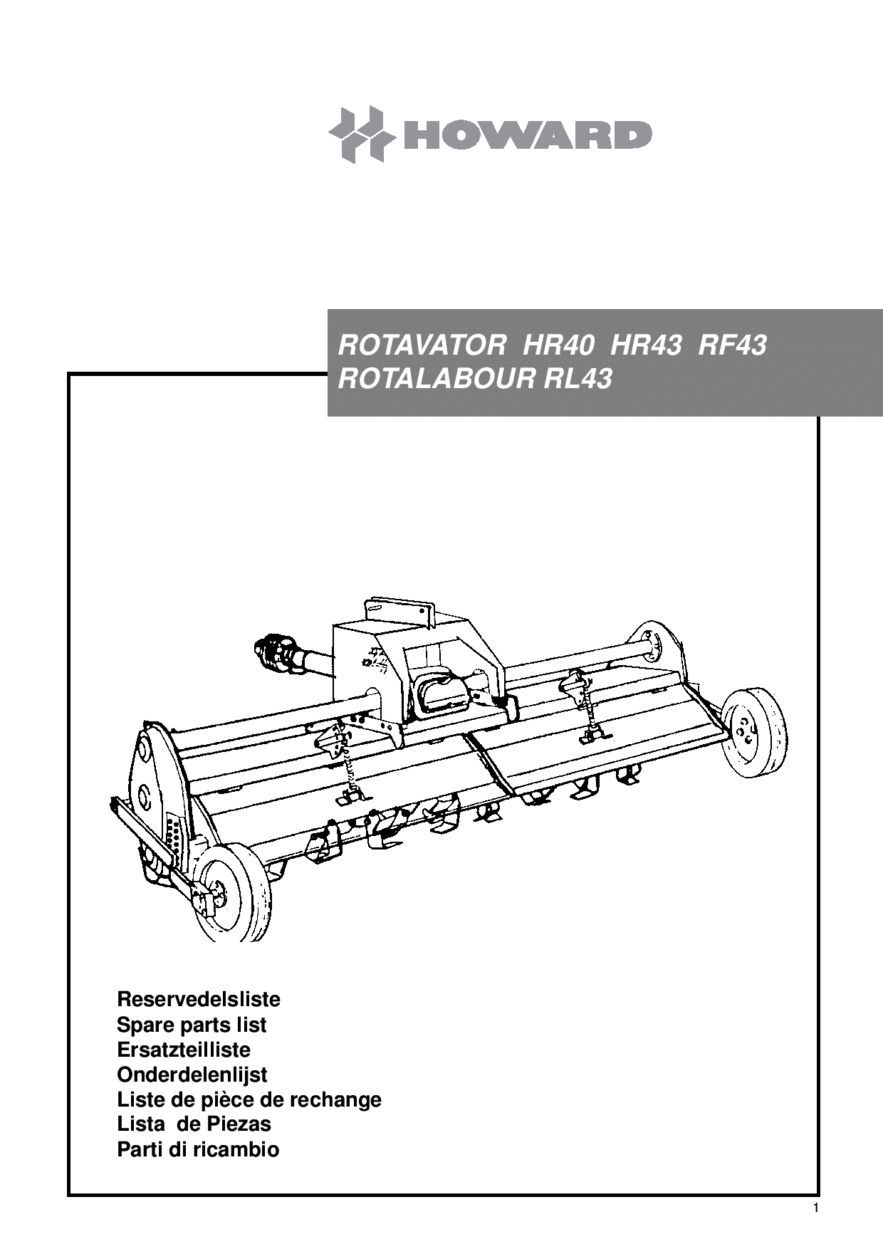 Howard Rotavator_HR40_HR43_RF43_Rotalabour_RL43 Parts manual catalog PDF Download