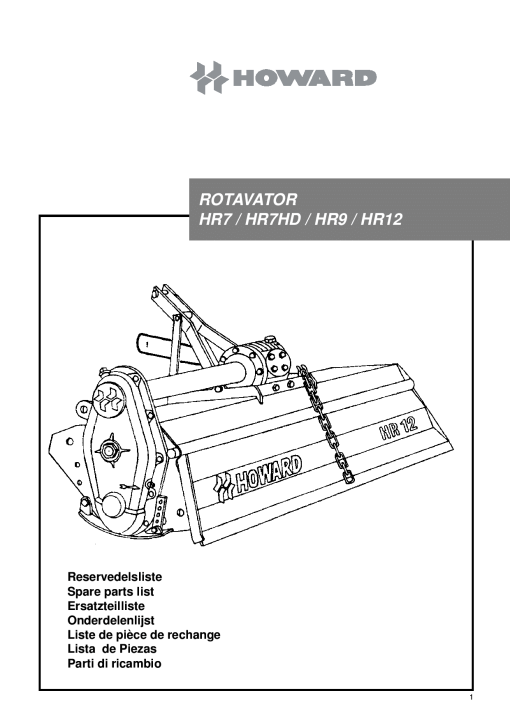 Howard Rotavator_HR7_HR9_HR12 Parts manual catalog PDF Download