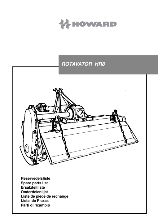 Howard Rotavator_HR8 Parts manual catalog PDF Download