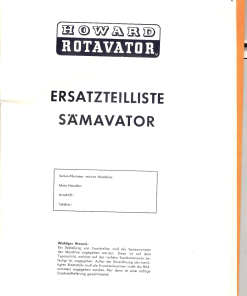 Howard Samavator Parts manual catalog PDF Download